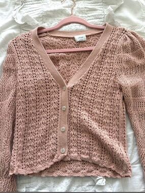 Wilfred Blush Crochet Knit Button-Front Cardigan